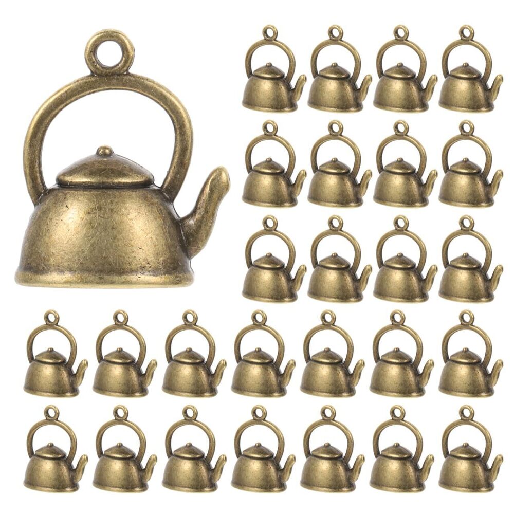 4969 50pcs Small Teapot Charms, Mini Kettle Pendants Vintage Tea Kettle